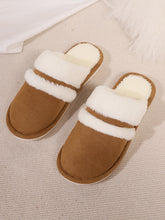 Load image into Gallery viewer, Contrast Faux Fur Round Toe Slippers
