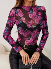 Load image into Gallery viewer, Floral Mock Neck Long Sleeve Top
