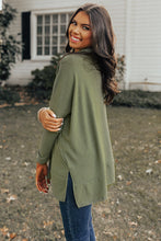 Load image into Gallery viewer, Side Slit High-Low Cowl Neck Long Sleeve Blouse
