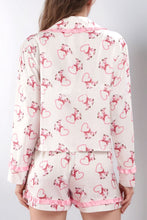 Load image into Gallery viewer, Valentine’s Day Ribbon Tied Printed Long Sleeve Top and Shorts Lounge Set
