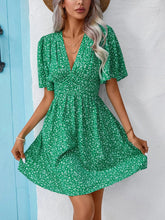 Load image into Gallery viewer, Printed V-Neck Half Sleeve Mini Dress

