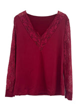 Load image into Gallery viewer, Full Size Lace Detail V-Neck Long Sleeve Blouse
