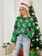 Load image into Gallery viewer, Reindeer Round Neck Long Sleeve Sweater
