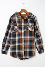 Load image into Gallery viewer, Plaid Button Up Long Sleeve Hooded Jacket
