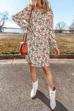 Load image into Gallery viewer, Floral Round Neck Long Sleeve Mini Dress
