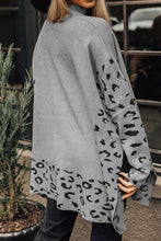 Load image into Gallery viewer, Slit Leopard Mock Neck Dropped Shoulder Sweater
