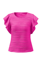 Load image into Gallery viewer, Textured Round Neck Cap Sleeve Top
