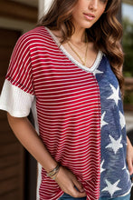 Load image into Gallery viewer, Stars and Stripes V-Neck Half Sleeve T-Shirt
