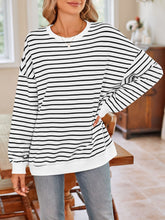 Load image into Gallery viewer, Striped Round Neck Long Sleeve Sweatshirt
