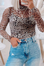 Load image into Gallery viewer, Turtleneck Leopard Long Sleeve Bodysuit
