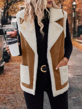 Load image into Gallery viewer, Full Size Contrast Open Front Sherpa Vest Coat
