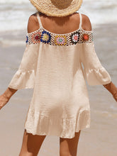 Load image into Gallery viewer, Crochet Cold Shoulder Three-Quarter Sleeve Cover Up
