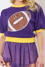 Load image into Gallery viewer, Sequin Football Round Neck Short Sleeve Top
