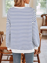 Load image into Gallery viewer, Striped Round Neck Long Sleeve Sweatshirt
