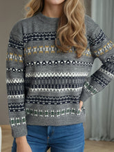 Load image into Gallery viewer, Geometric Round Neck Long Sleeve Sweater
