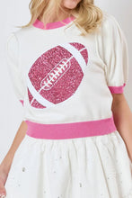 Load image into Gallery viewer, Sequin Football Round Neck Short Sleeve Top
