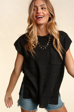 Load image into Gallery viewer, Haptics Pocketed Round Neck Cap Sleeve Knit Top
