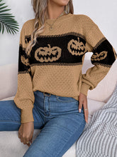 Load image into Gallery viewer, Pumpkin Round Neck Long Sleeve Sweater
