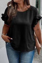 Load image into Gallery viewer, Plus Size Ruffled Round Neck Short Sleeve Blouse
