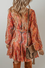 Load image into Gallery viewer, Printed Surplice Long Sleeve Mini Dress
