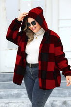 Load image into Gallery viewer, Plus Size Plaid Button Up Hooded Jacket
