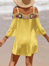 Load image into Gallery viewer, Crochet Cold Shoulder Three-Quarter Sleeve Cover Up
