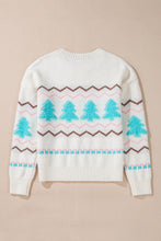 Load image into Gallery viewer, Christmas Tree Ribbed Hem Dropped Shoulder Sweater
