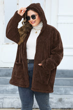 Load image into Gallery viewer, Plus Size Zip Up Long Sleeve Hooded Outerwear
