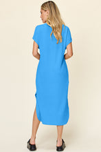 Load image into Gallery viewer, Double Take Full Size Round Neck Short Sleeve Slit Dress
