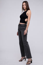 Load image into Gallery viewer, Acid Washed Frayed Cutoff Hem Straight Wide Pants
