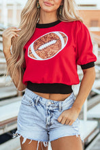 Load image into Gallery viewer, Sequin Football Round Neck Short Sleeve Top
