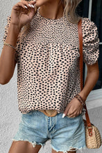 Load image into Gallery viewer, Smocked Animal Print Puff Sleeve Blouse
