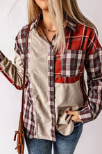 Load image into Gallery viewer, Plaid Patchwork Collared Neck Shacket
