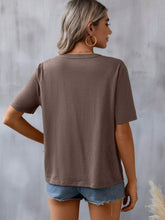 Load image into Gallery viewer, Embroidered Notched Short Sleeve T-Shirt
