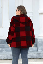 Load image into Gallery viewer, Plus Size Plaid Button Up Hooded Jacket
