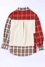 Load image into Gallery viewer, Plaid Patchwork Collared Neck Shacket
