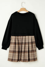 Load image into Gallery viewer, Plaid Round Neck Long Sleeve Mini Dress
