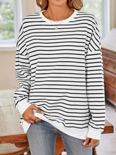 Load image into Gallery viewer, Striped Round Neck Long Sleeve Sweatshirt
