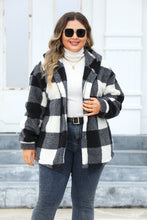 Load image into Gallery viewer, Plus Size Plaid Button Up Hooded Jacket
