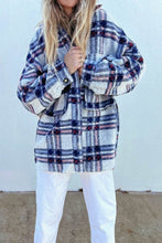 Load image into Gallery viewer, Pocketed Plaid Dropped Shoulder Coat
