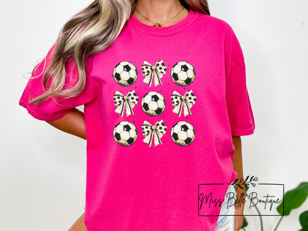 Preppy Soccer Bow Collage Tee