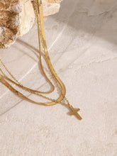 Load image into Gallery viewer, 18K Gold-Plated Three-Layered Cross Necklace
