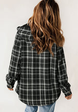 Load image into Gallery viewer, Plaid Button Up Long Sleeve Hooded Jacket
