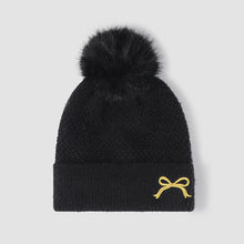 Load image into Gallery viewer, Thermal Bow Knit Hat with Pompom
