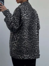 Load image into Gallery viewer, Leopard Button Up Long Sleeve Denim Top
