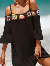 Load image into Gallery viewer, Crochet Cold Shoulder Three-Quarter Sleeve Cover Up
