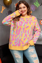 Load image into Gallery viewer, Plus Size Contrast Round Neck Long Sleeve Sweater
