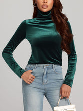 Load image into Gallery viewer, Solid Color Turtleneck Long Sleeve Top
