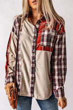 Load image into Gallery viewer, Plaid Patchwork Collared Neck Shacket
