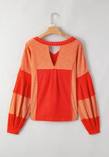 Load image into Gallery viewer, Studded Waffle-Knit V-Neck Long Sleeve Top
